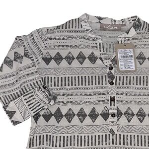 Utsa Women's Beige Small‎ Tunic Top Geometric